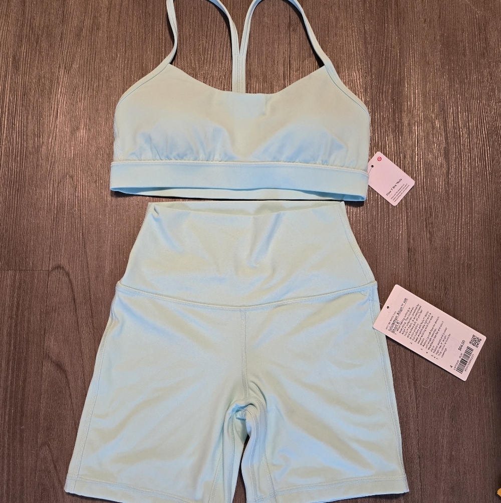 Lululemon flow y bra 8 align shorts 6" 4 ideal mint